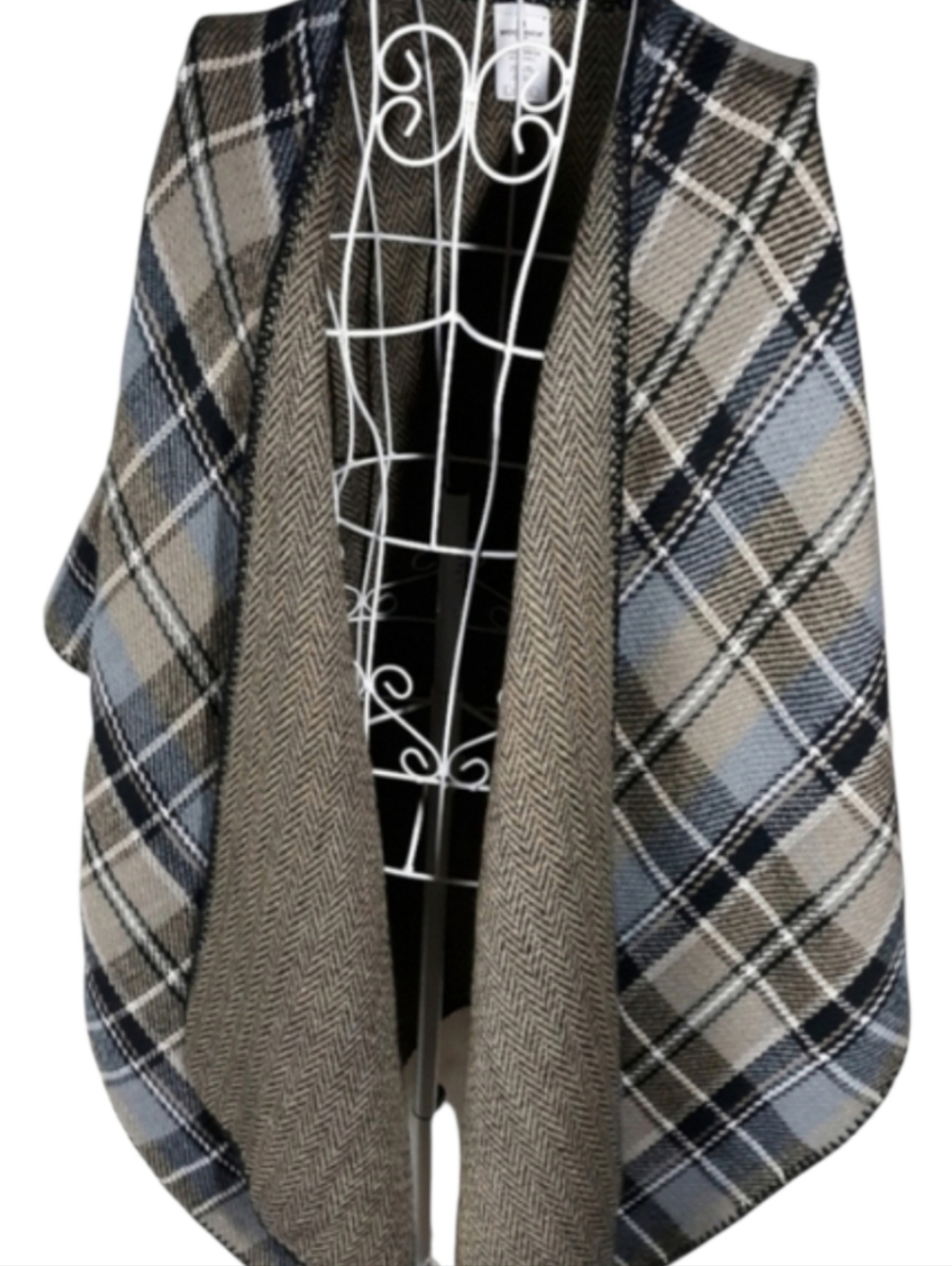 Woolrich Reversible Plaid/Herringbone Blanket Wrap OS